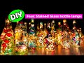 Faux Stained Glass Wine Bottle Lamp  | Glass Painting | Bottle Art | Christmas decorations
