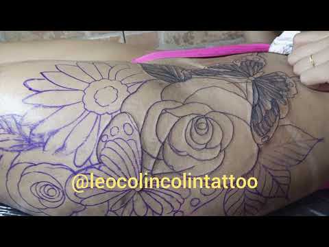 Início de uma Arte Tattoo Floral borboleta tattoo