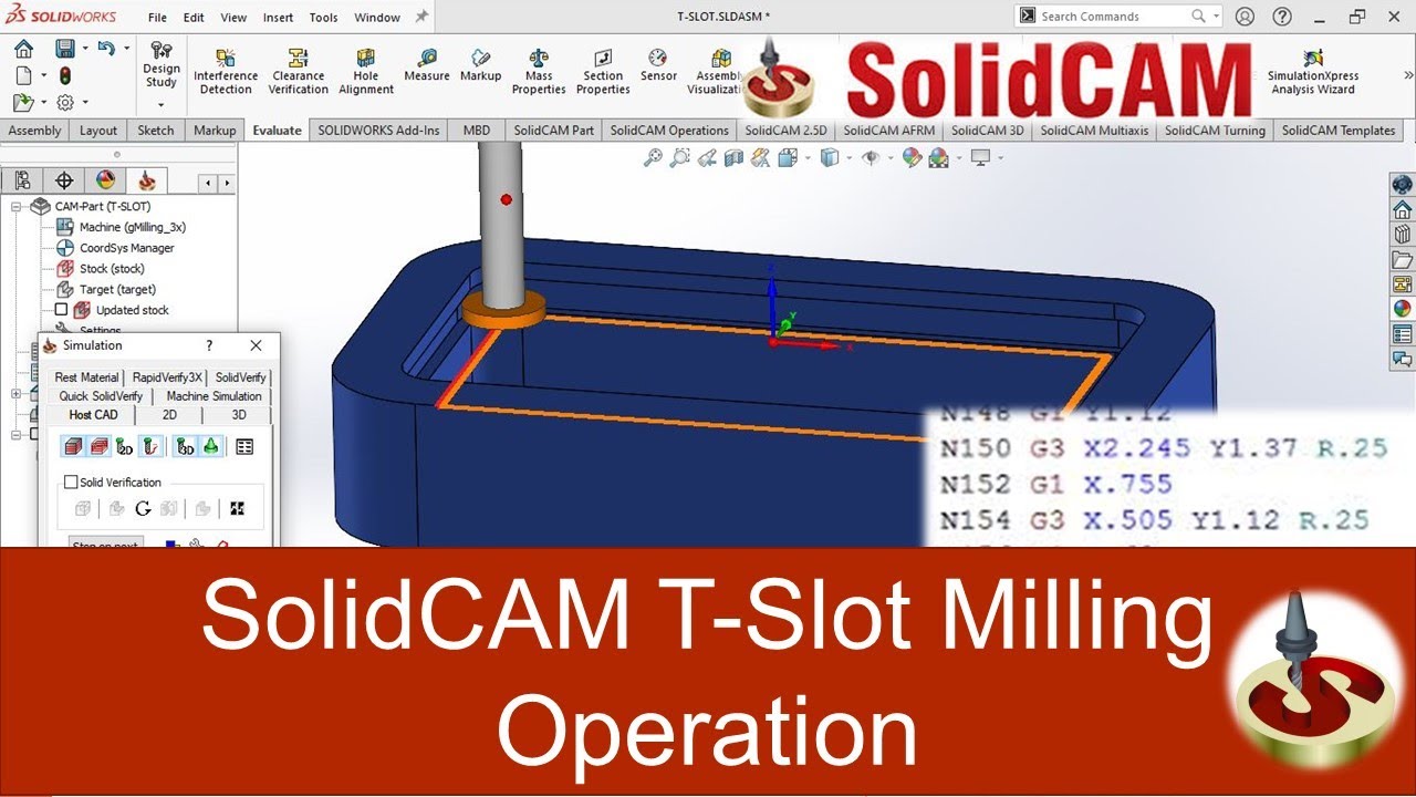 SolidCam Machining TSlot Milling Operation YouTube