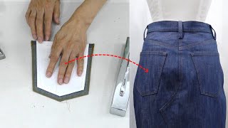 Sewing Tips for Beginners | How to sew Back Pockets on a Long Denim Skirt