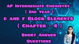 Short Answer Questions d and f block Elements 