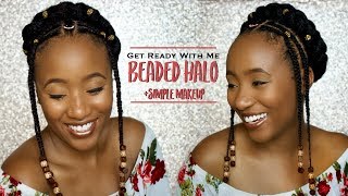Easy Beaded Halo Braid on 4c Hair | Cosmopolitan Inspired Fumi Braid Hairstyle