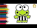 How to draw a keroppi. Coloring page/Drawing and painting for kids. Learn colors.