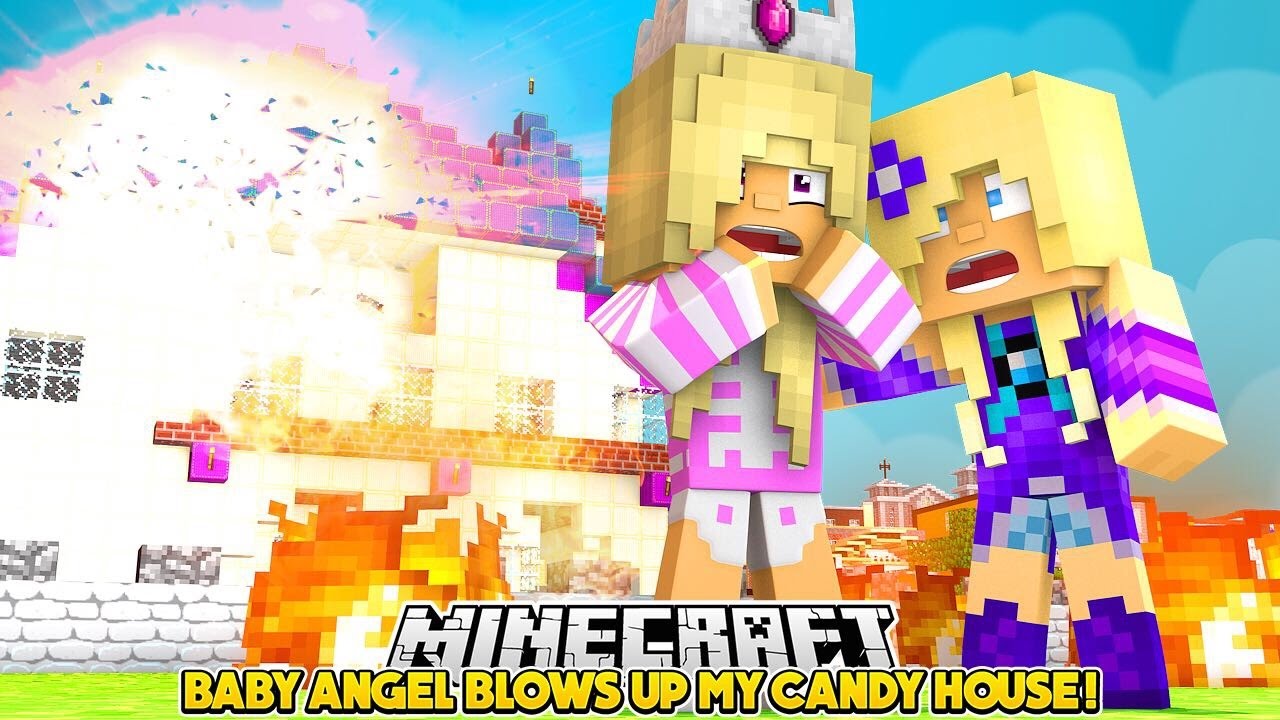 BABY ANGEL BLOWS UP MY CANDY HOUSE!!! Baby Leah Minecraft Adventures