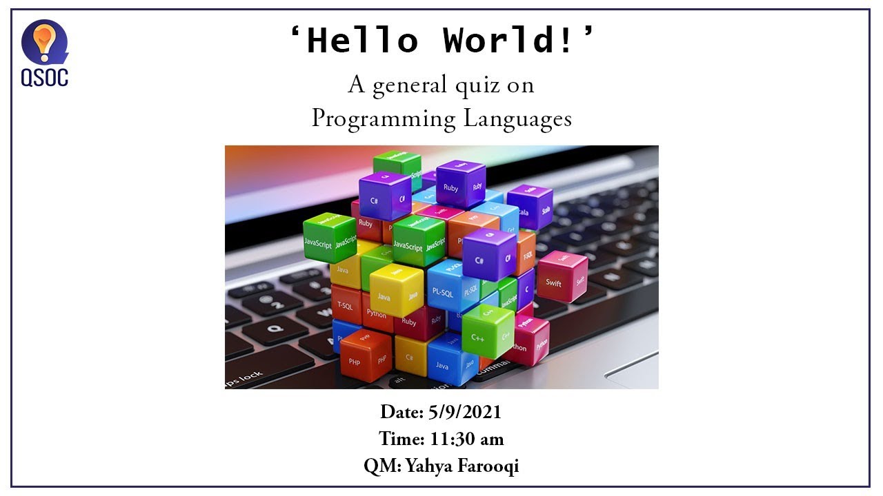 Helloworld Image Programing Test Hello World: A general quiz on programming languages - YouTube