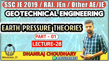 GEOTECHNICAL ENGG: LEC-28 EARTH PRESSURE THEORIES SSC JE/RSMSSB JEn/UPPSC AE: By DHANRAJ SIR
