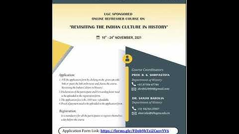 UGC Sponsored Online Refresher Course in History.