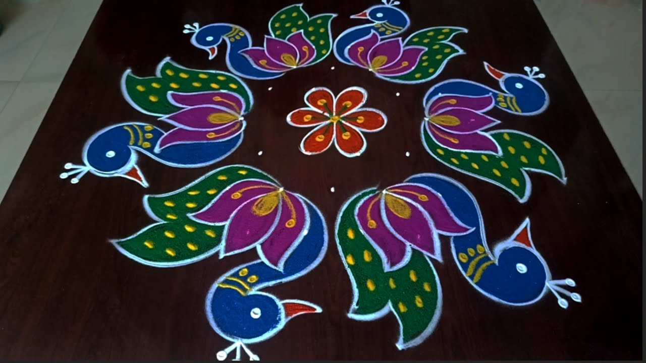 #rangoli #festival 🦚 beautiful 7*4 dots sankranti and New year Rangolis #rangoli #festival #muggulu