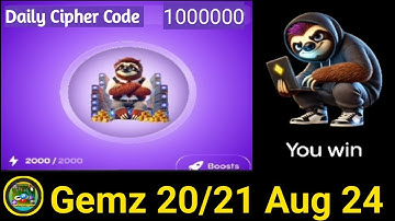 Gemz Daily Cipher Code Rewards | 20/21 August 24 Cipher Code | Gemz Daily Reward | Badhyaa Crypto |
