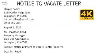 How To Write Notice to Vacate Letter with Sample and Explanation | Writing Tutorials