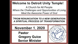 Detroit Unity Temple Sunday Service 11 01 20