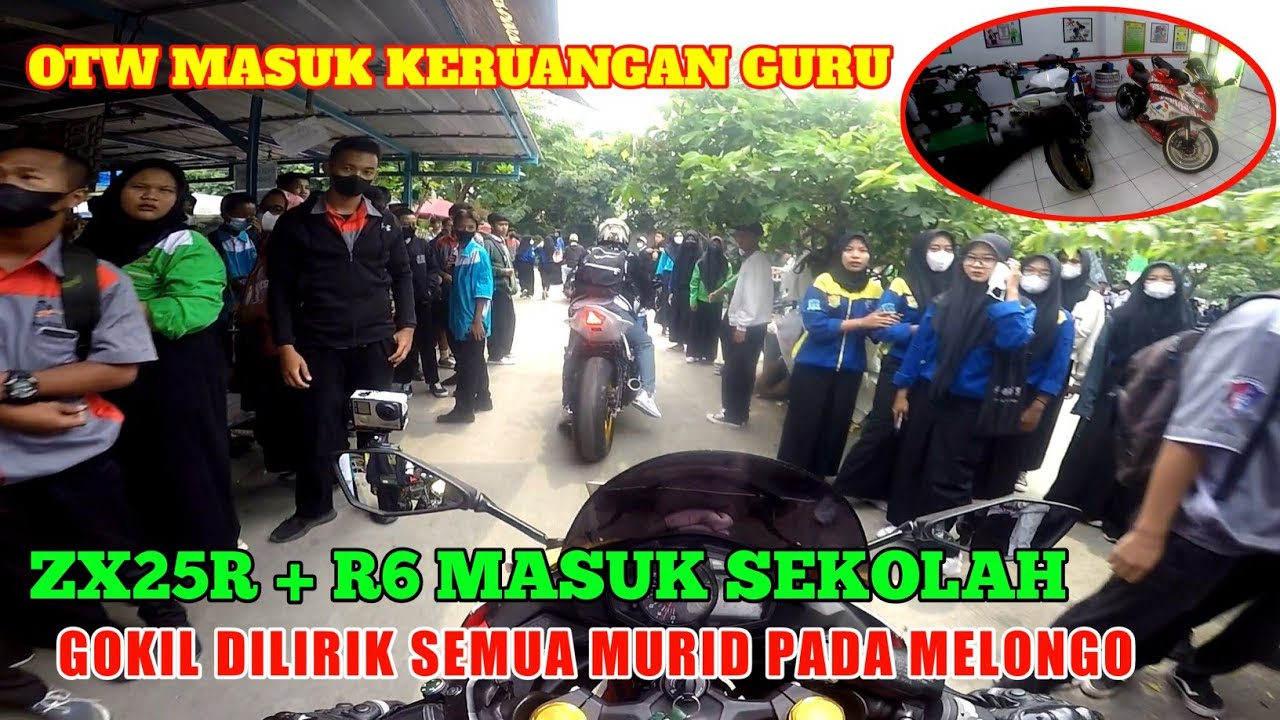 PAKE BAJU PUTIH ABU SMK BAWA MOGE YAMAHA R6 + ZX25R GEBER² MASUK KE RUANG GURU SEKOLAHAN AKANG MV