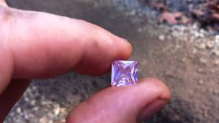 4.14ct Pink Sapphire Princess cut- 1.15ct's of Amathyst Square cut. 3 Beautiful Gems A+ Quality!