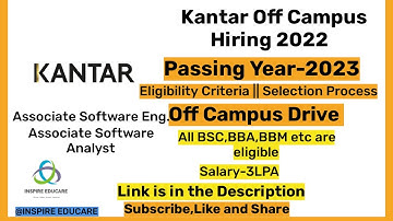 Kantar Off Campus Hiring 2022 || 2023 Batch Graduates are Eligible || Salary-3LPA || Apply Now