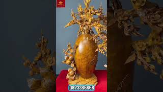 Bình hoa mai Phú quý đào trường thọ gỗ nu Ngọc am đẹp đẳng cấp !#đồgỗmộcvânhi #homedecor #hoamai