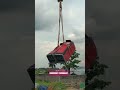 Transfer of Mobile Toilets with the help of an American Crawler Crane