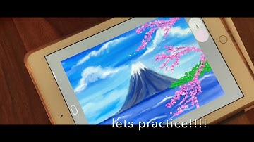 Drawing Mt.fuji & Cherry Blossom in Autodesk Sketchbook In Ipad 2018
