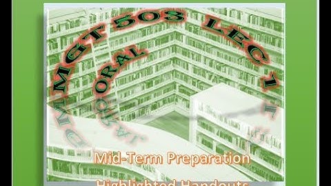 MGT 503 Oral Highlighted Handouts Mid term preparation Lecture 1