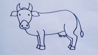 How to draw a Cow easy way 🐄 Cow drawing step by step//cartoon Cow drawing for beginners