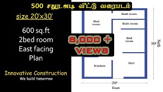 600 sq.ft | 20 x 30 | east facing | house plan