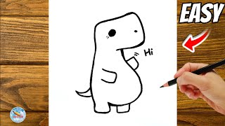 How to draw a cute dinosaur | dinosaur easy drawing tutorial for kids and beginners 