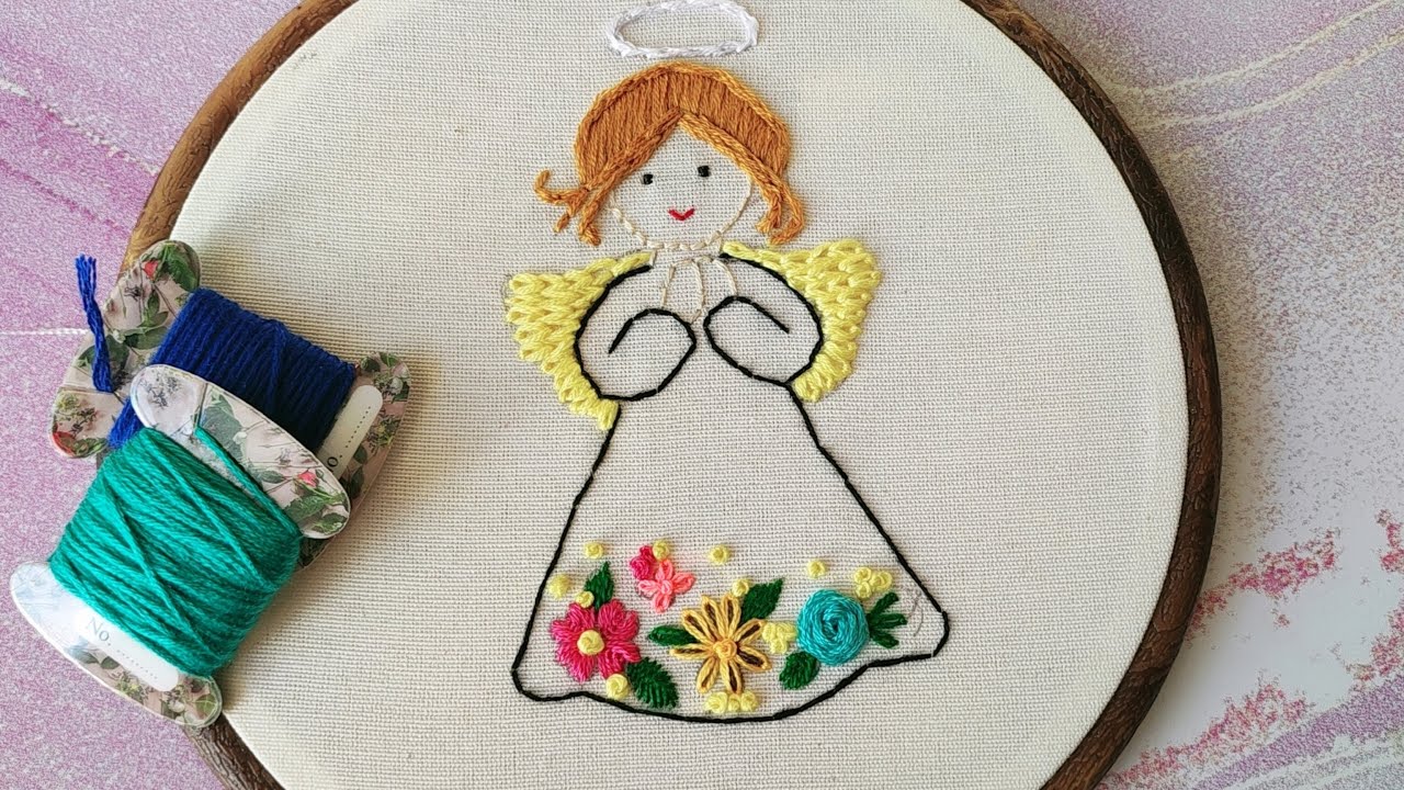 Hand Embroidery Angel Tutorial | Simple and Beautiful Design for Beginners_embroidery for beginners