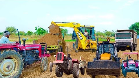 JCB 3dx Backhoe fully Loading Mud in Mahindra 475 JCB Miti khudai work #jcb #jcb3dx #farming