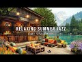 Summertime lake  smooth piano jazz music at outdoor coffee shop ambience for relax good mood