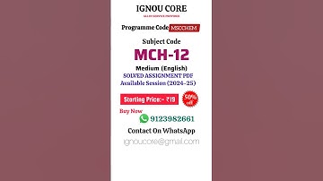 MCH 12 Solved Assignment PDF 2024-25 in English, MSCCHEM  program MCH-12 Solved assignments