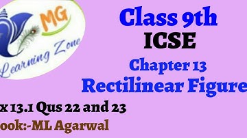 Class 9th ICSE Math Ch 13 Rectilinear Figures Ex 13.1 Qus 22 and 23