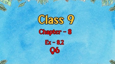 Class 9 l Maths l Ex 8.2 l Q6 (NCERT) @DreamWorldX-lx3uo