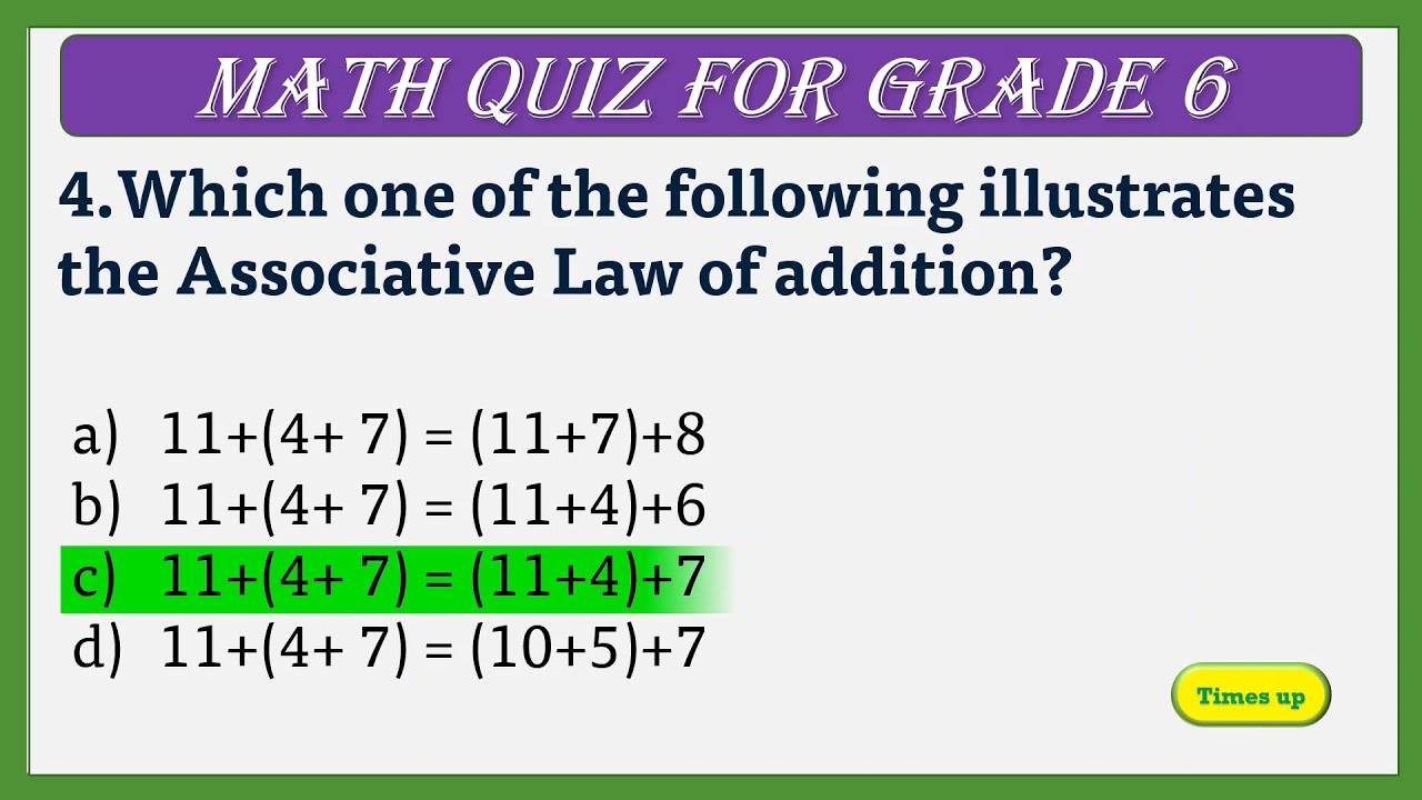 Math Quiz for kids| check your knowledge of math| 6th grader math ...