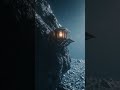 Futuristic Micro Home High up on an Asteroid in Space