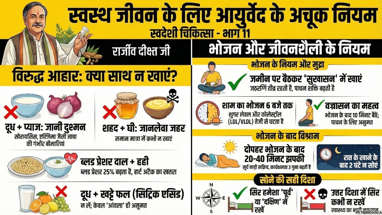 स्वदेशी चिकित्सा: part 11 भोजन और विश्रांति के नियम