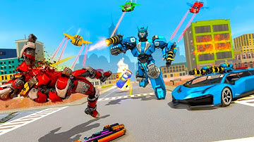 Flying Limo Robot Car Transform: Police Robot Game Android Gameplay HD