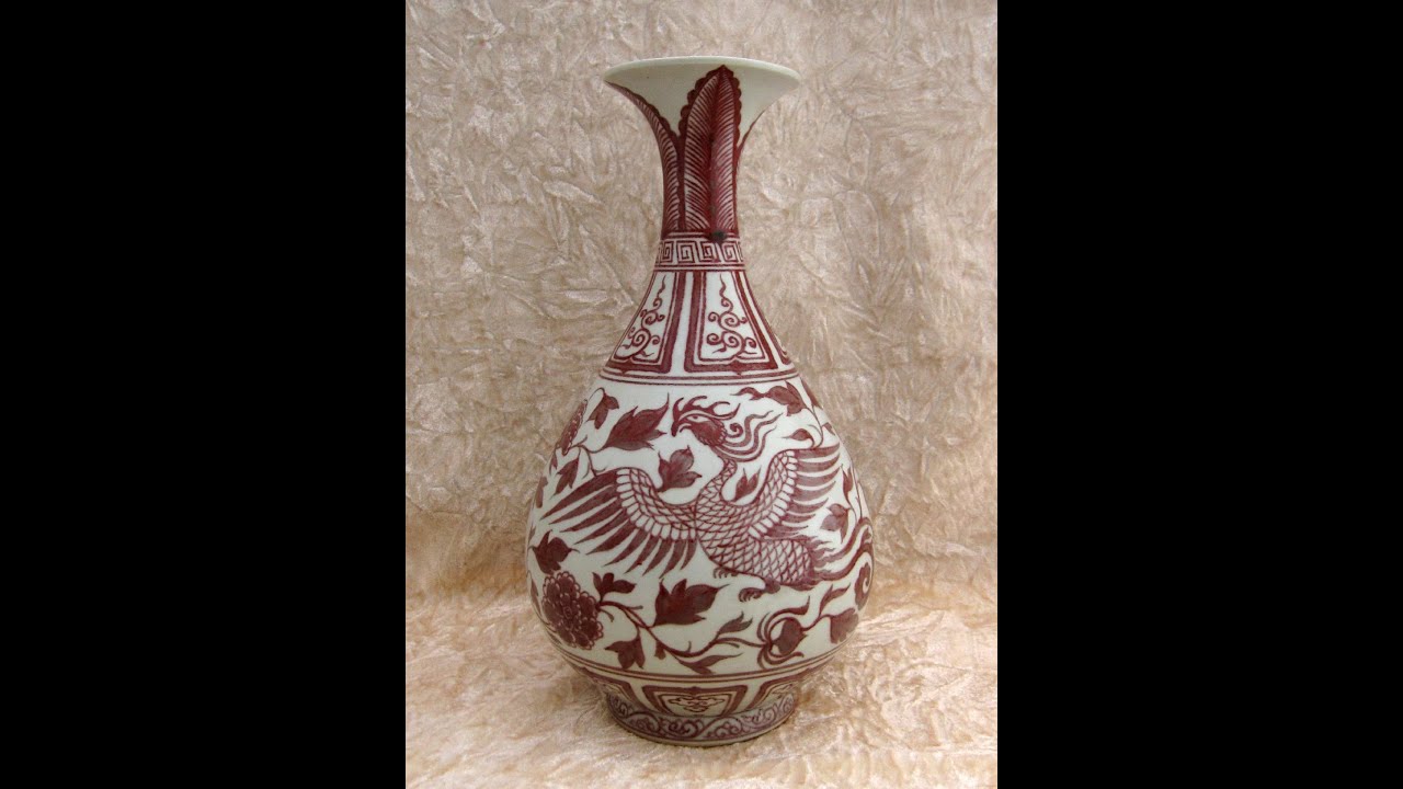 Yuan copper-red phoenix yuhuchun case 元釉裡紅雙鳳玉壺春瓶