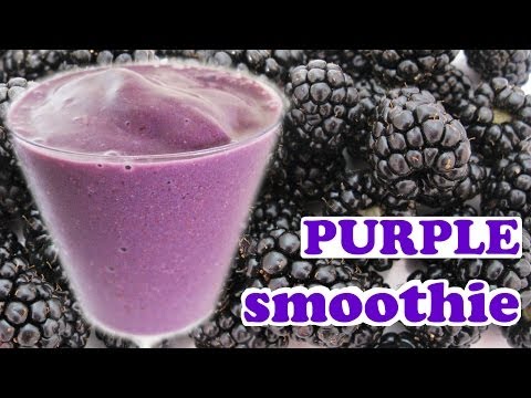 Healthy Purple Smoothie Recipe - Blackberry Banana Flax Seeds Agave Nectar Milk Milkshake by Jazevox