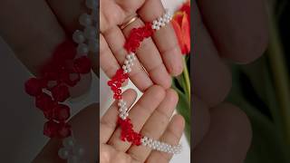 Pearl and Bicone beaded necklace #ytshorts #beadedbracelet #diy #cute #valentinesday