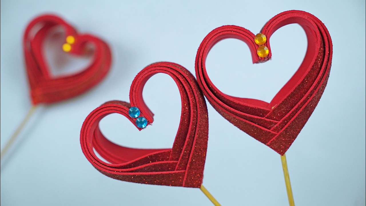 DIY 3D Heart Making For Valentines Day | Glitter Foam Sheets Craft Ideas