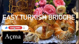 Turkish Brioche with 1 Egg,Açma!? كرواسون تركي وصفات رمضان Easy Tasty Recipe, 터키 브리오슈 トルコのブリオッシュ