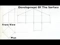 How to develop the surface of a truncated square prism  development truncated square prism part 2