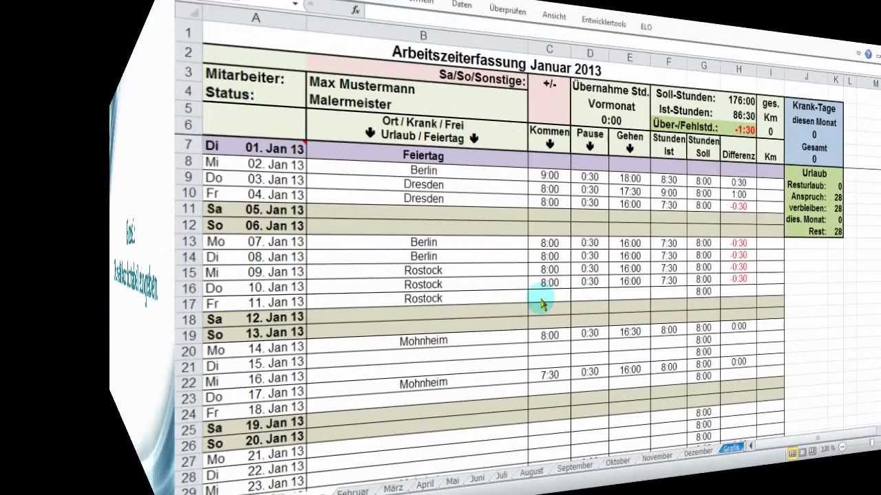 Excel Zeiterfassung: Uhrzeit komfortabel eingeben - YouTube