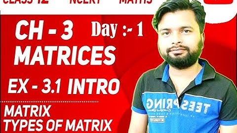 Class 12 Maths NCERT Ch 3 Matrices Ex 3.1 Introduction By Rajat sir