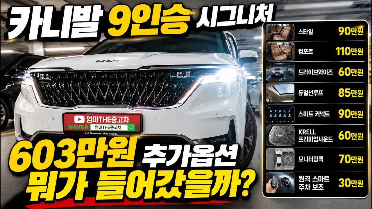 카니발 9인승 시그니처 중고차603만원 추가옵션 뭐가 들어갔을까?