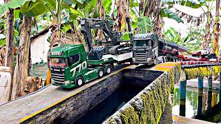 Day 63 ! Super Truck Scania Full Muatan Lewat Jalan Nice- RC Truck Scania Huina 1501 Transport