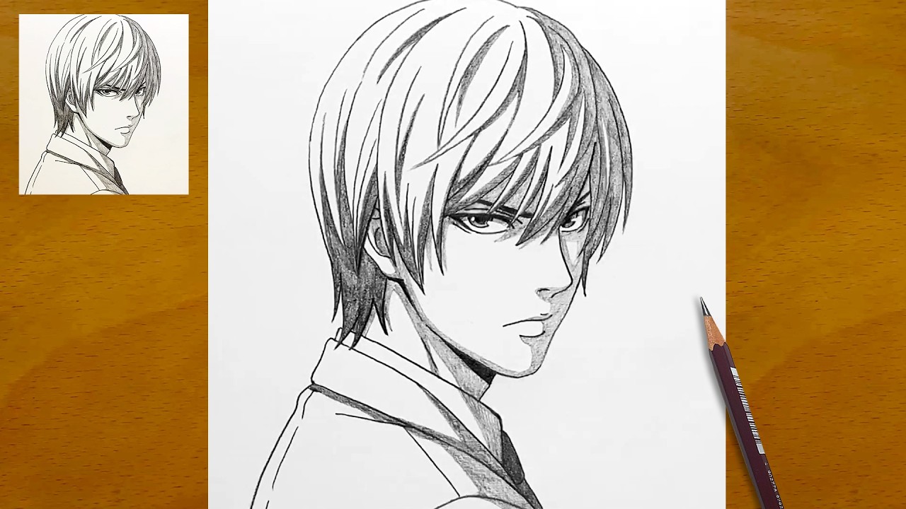 How to Draw Light Yagami Step by Step | Death Note Anime Drawing - YouTube