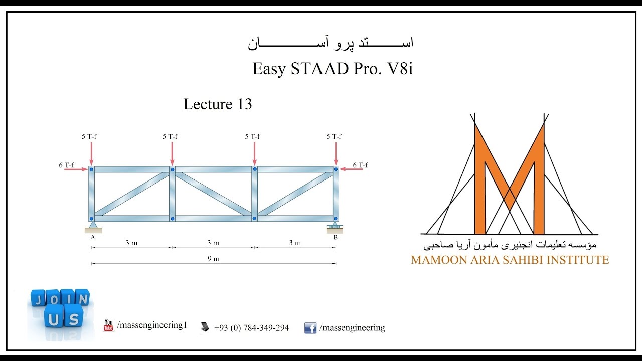 Rectangular Truss Analysis | Easy STAAD Pro | In Dari Language - YouTube