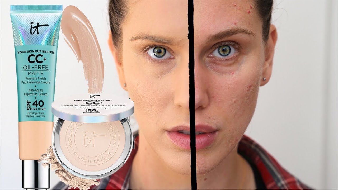 IT COSMETICS CC CREAM MATTE OIL FREE YOUR SKIN BUT BETTER FOUNDATION +  POWDER - YouTube