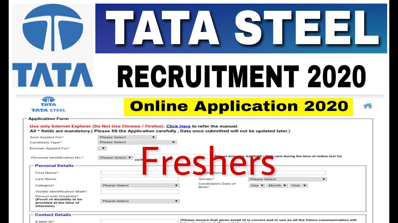 TATA STEEL Recruitment 2020 I All India Candidate I Apply Online I