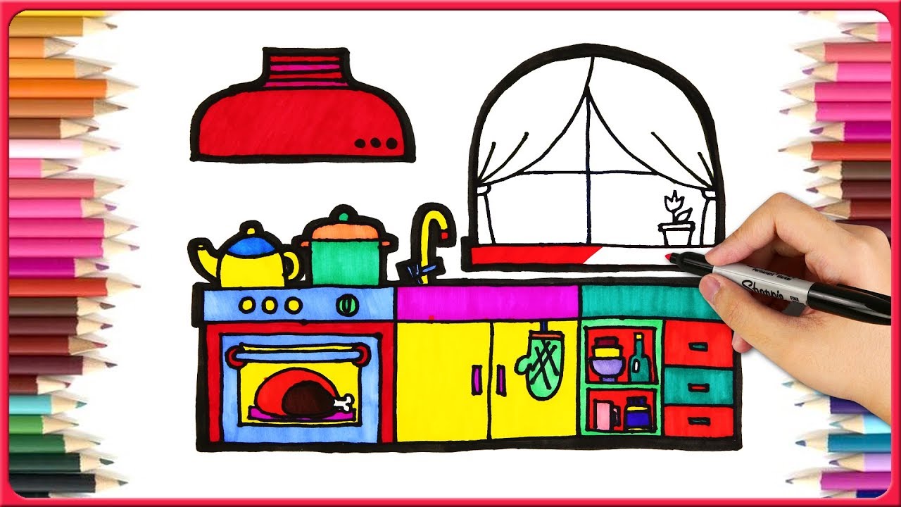 37+ Kitchen Set Drawing Easy Images